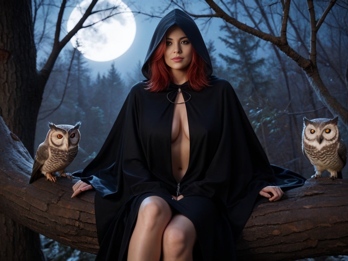 Sitting On A Tree Branch, Many Owls, Drinking Hot TeaPorno AI Furry