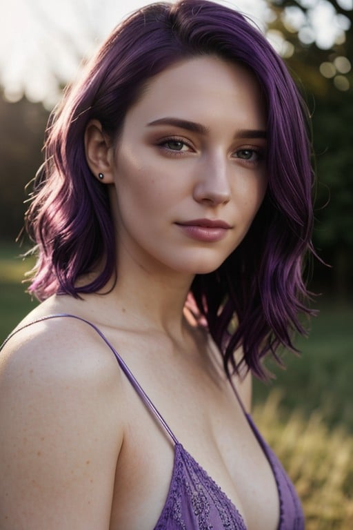 Ensoleillé, Cul Moyen, Cheveux VioletsPorno IA