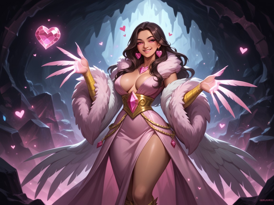Hoarding Treasures, Monster Woman, Wearing Pink Harpy Clothes Hentai AI Porn