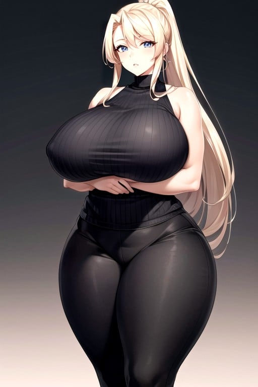 Thick Thighs, ポニーテール, バージンスウェターAIポルノ