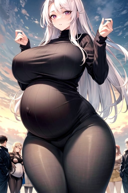 Wide Hips, Suéter De Virgem, Gigantic Breasts Pornografia de IA