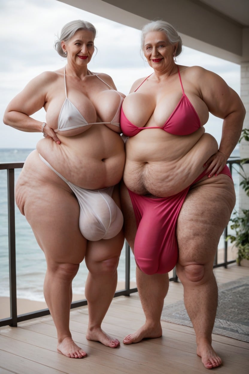 Obese, Extremely Fat, Only White Hair Shemale AI Porn