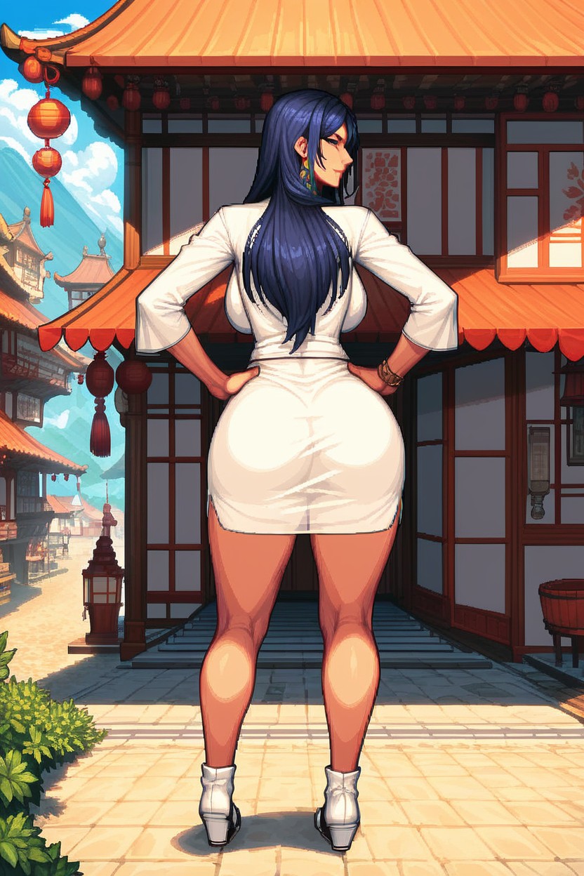 Manos En La Cintura, Pixel Art Style, Sakuya Izayoi Porno asiático IA