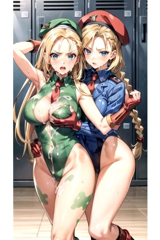 Militar, Chicas Abrazándose, 2 PersonasPorno AI Hentai