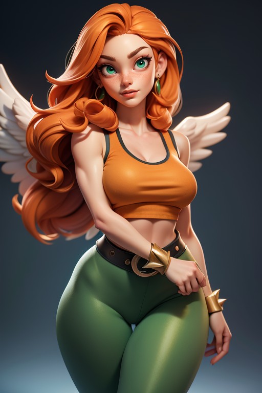 Muscular Arms, Red Underpants, Large Grey Angel Wings AI Porn