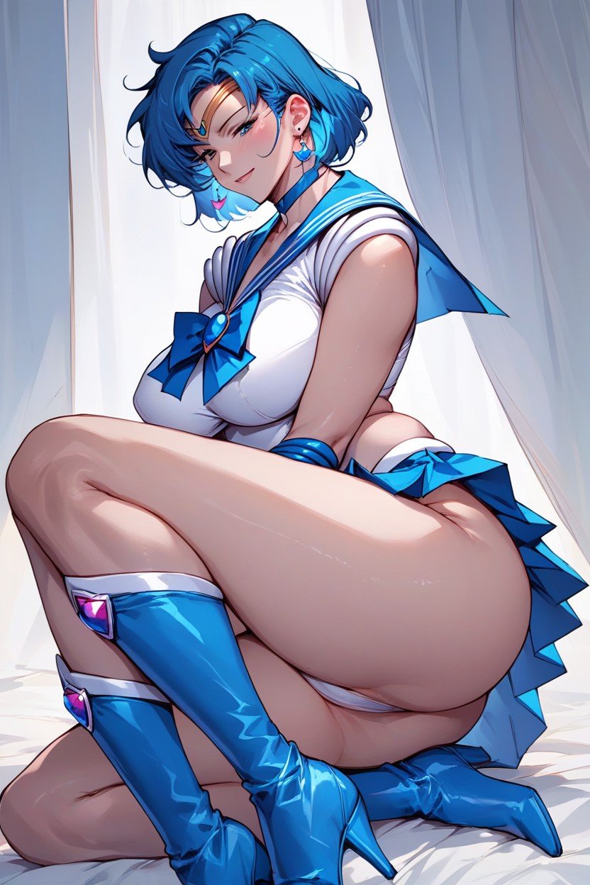 Knee High Blue Boots, Revealing Clothes, Sailor MercuryAI黄漫