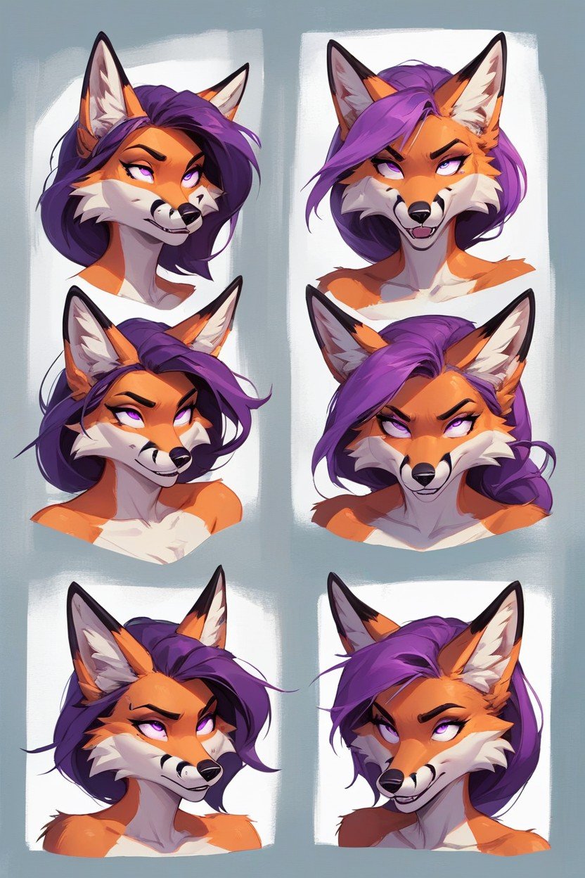 Rolling Eyes, Multiple Views, Purple Eyes Furry AI Porn