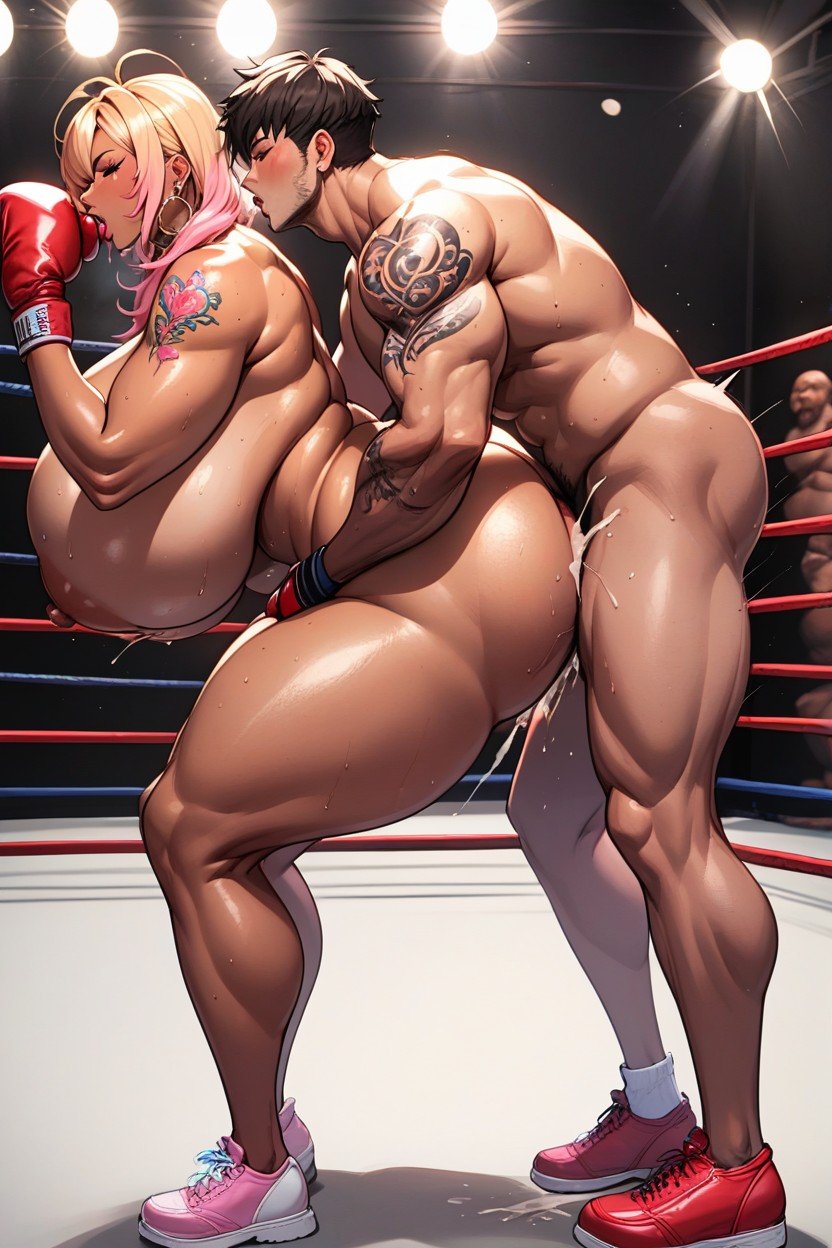 Breast Expansion, Black Color Boxing Gloves, Milf Hentai AI Porn