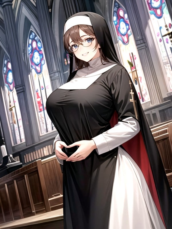 Stand In Front Of Altar, Eyes, Nun Hentai IA pornografia