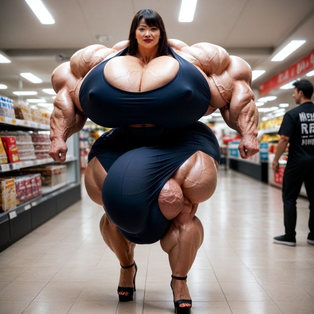 Musclé, Full Body, Hyper Gigantic Thick PenisPorno IA transsexuelle