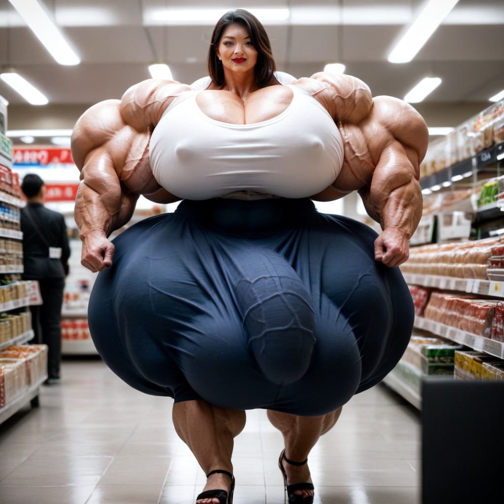 Hyper Gigantic Massive Muscles Japanese Woman Milf, 嫌悪感を抱いている, アジア人女性ニューハーフAIポルノ