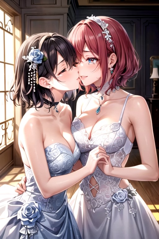 Ahego, Girls, Lesbian KissingニューハーフAIポルノ