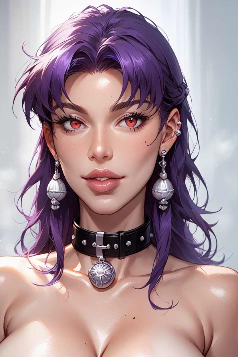 Bust Shot, Hyperrealistic Drawing Style, Purple Hair Furry AI Porn