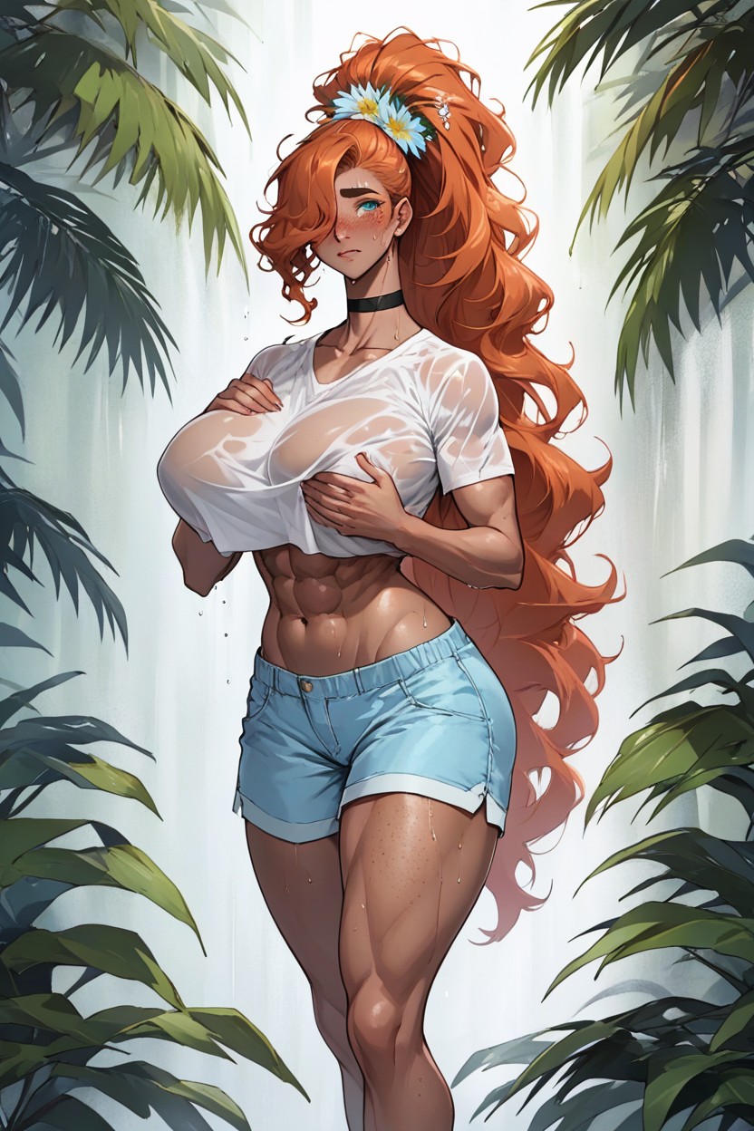 Long Sidelocks, Crop Top Loose Shirt, Wet Shirt Hentai AI Porn
