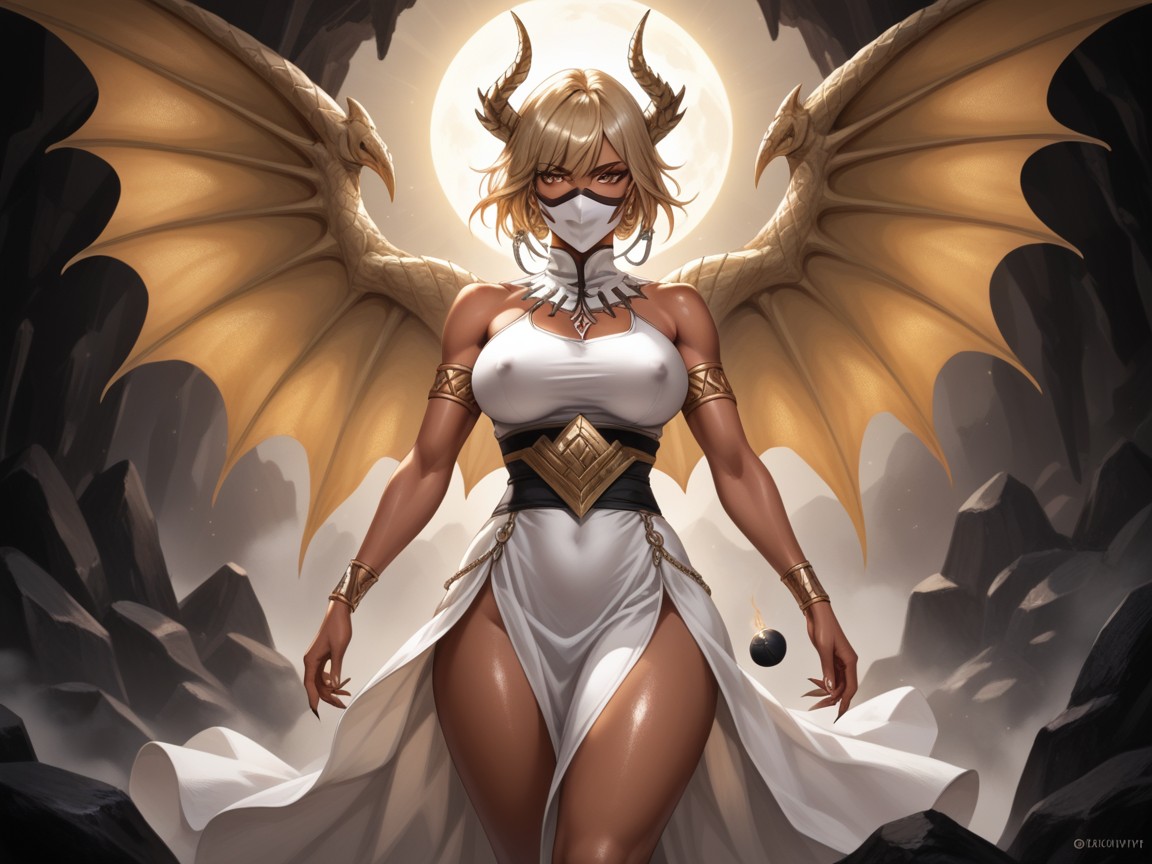 Covered Erect Nipples, Monster Woman, Many People Around Hentai AI Porn