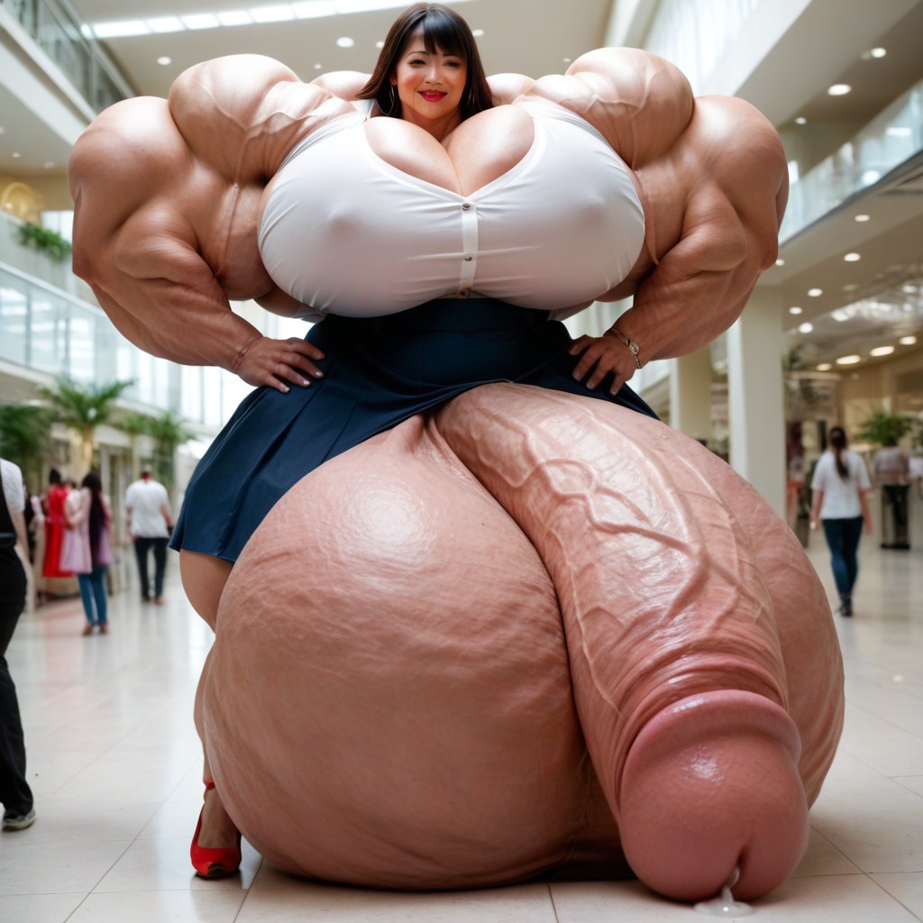 Horny, Hyper Gigantic Testicles, Tall Shemale AI Porn