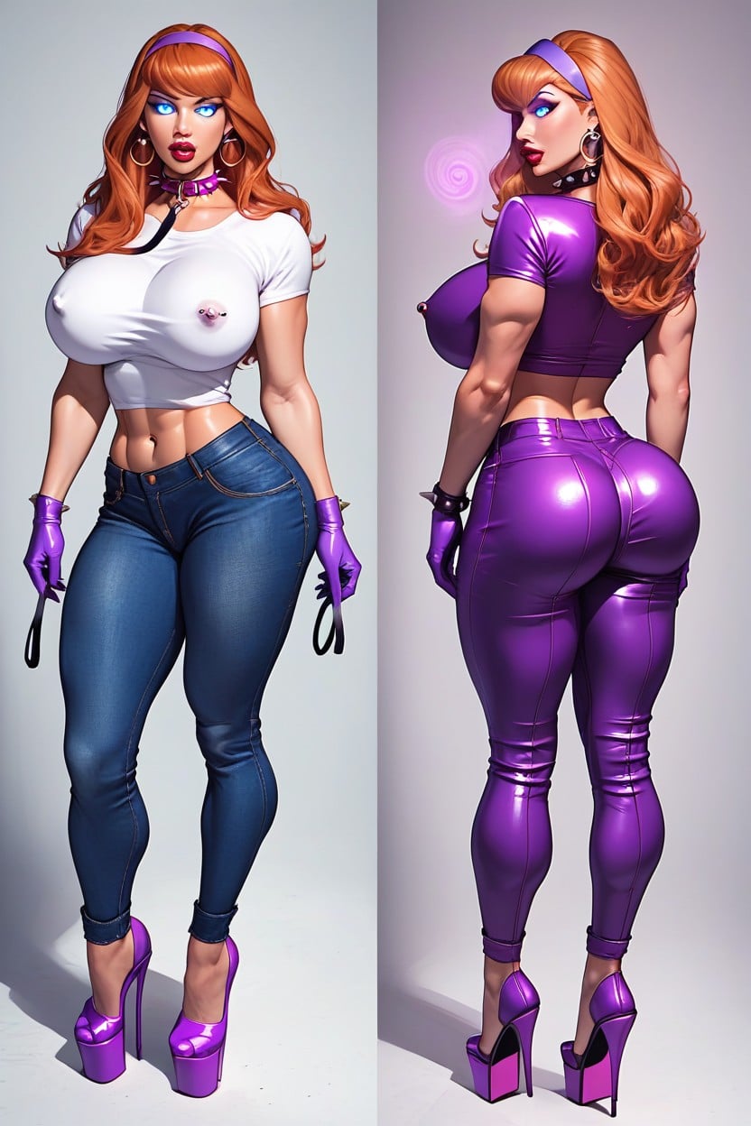 Ear Piercings, Rounded Breast, Daphne Blake AI Porn