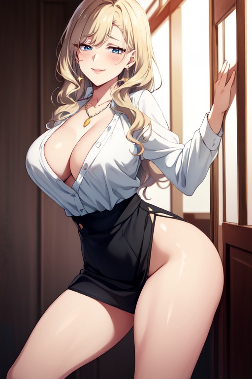 Blue Eyes, Rounded Ass, Blonde Hair AI Porn
