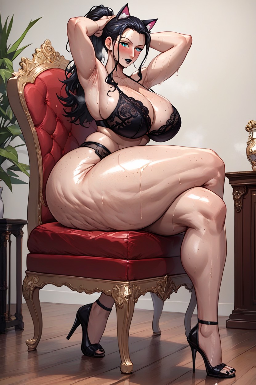 Extremely Large Ass, Thick Thighs, Side View Hentai AI Porn