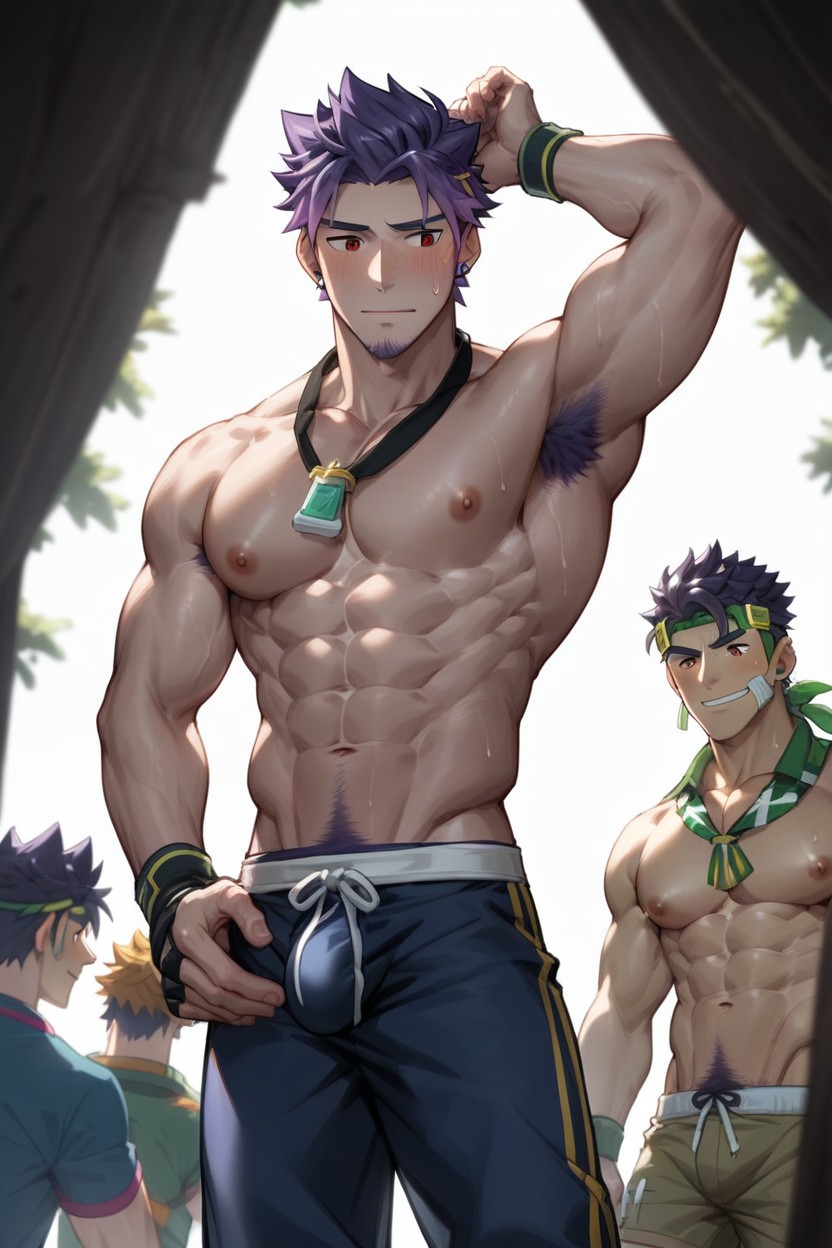 Clear Face, Muscle, Flustered AI Gay Porn