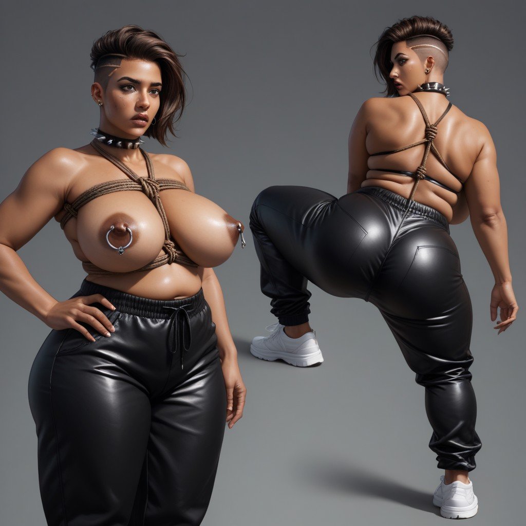 Wide Leather Sweatpants, 30+, Topless AI Porn