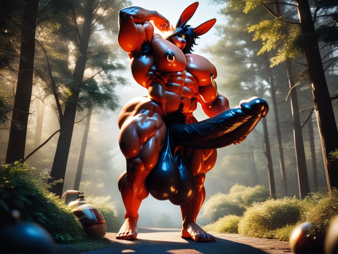 Humongous Balls, Full Body, 1 Person Furry AI Porn
