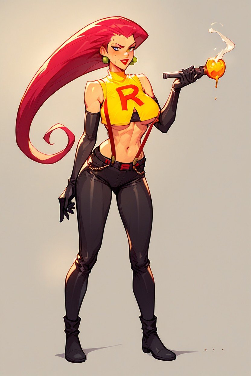 Jessie From Team Rocket, Full Body, Yellow Tank Top Pornografia de IA