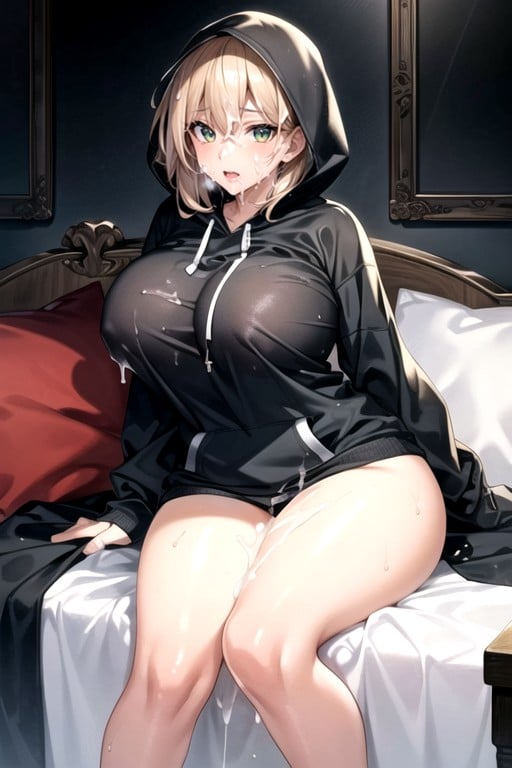 Sitting Down, Hoodie, Bed AI Porn