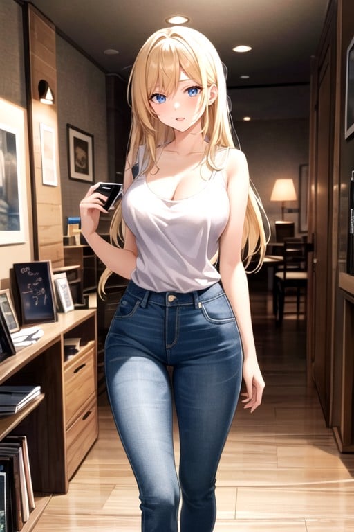 Blonde Hair, Blue Eyes, Standing AI Porn