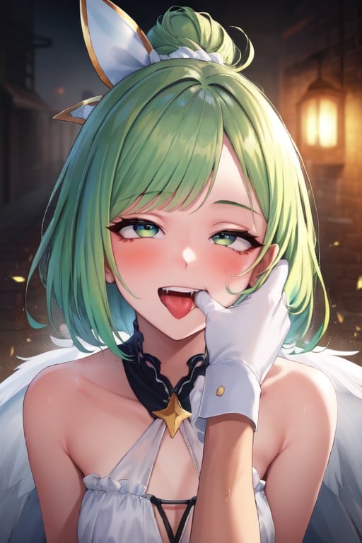 Thumb In Mouth, Green Hair, Fairy AI Porn