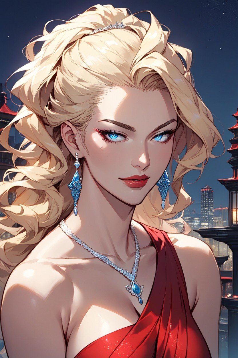 Night City Background, Cheveux Blond, MaigrePorno IA