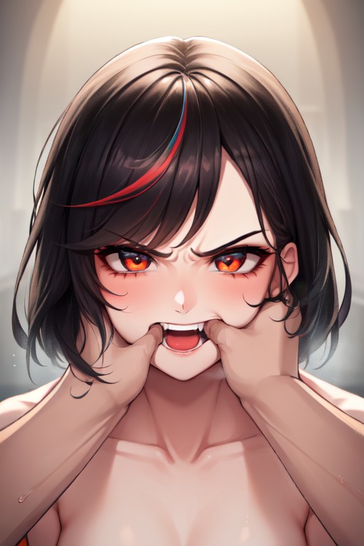 Red Eyes, Thumb In Mouth, Naked AI Porn