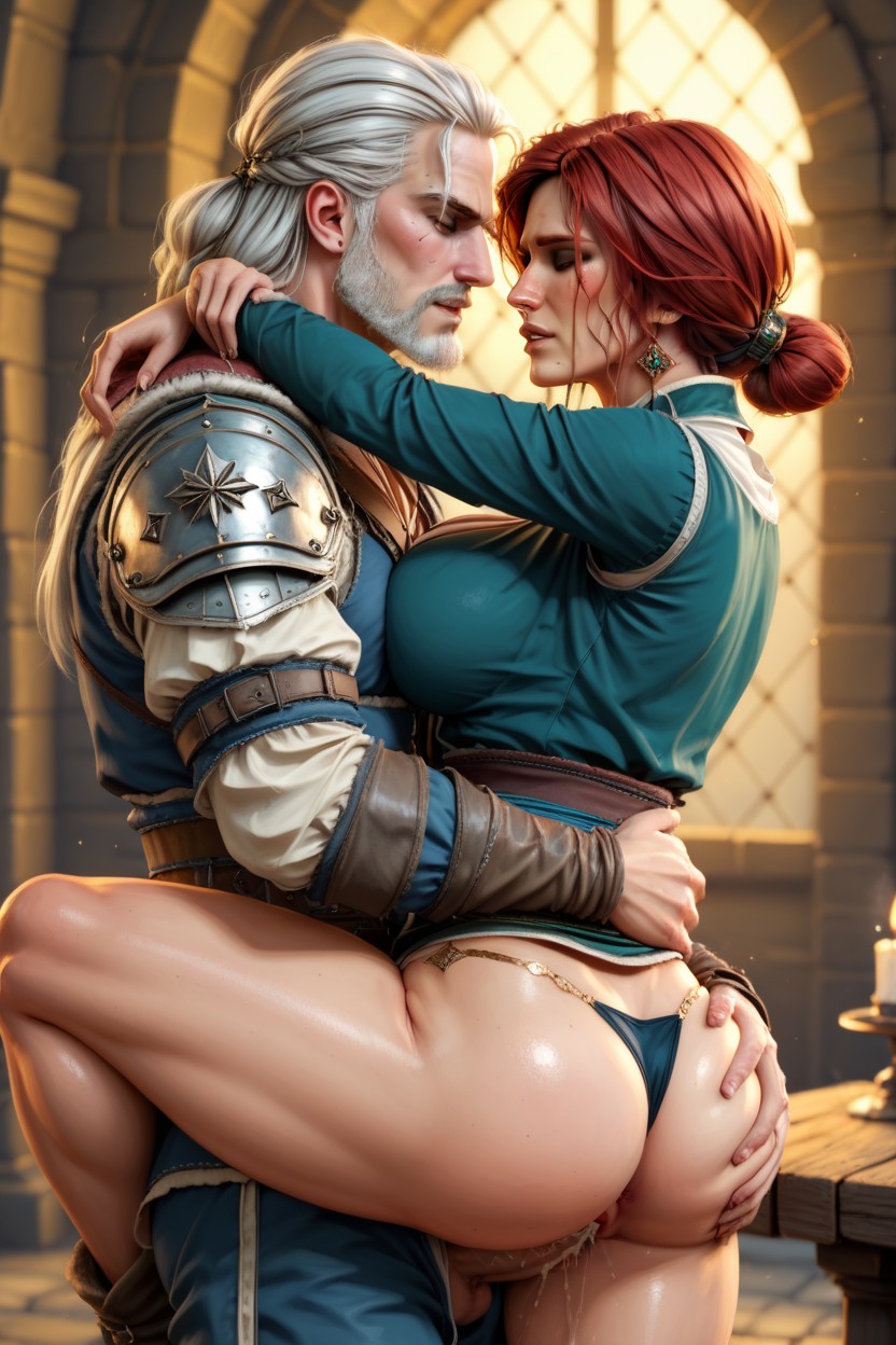 Passion Geralt, Natural Big Breasts, Panties Pushed To The SidePorno IA