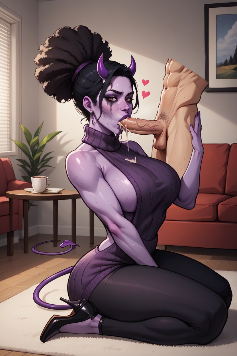 Fit, Happy, Purple Devil Tail AI Porn