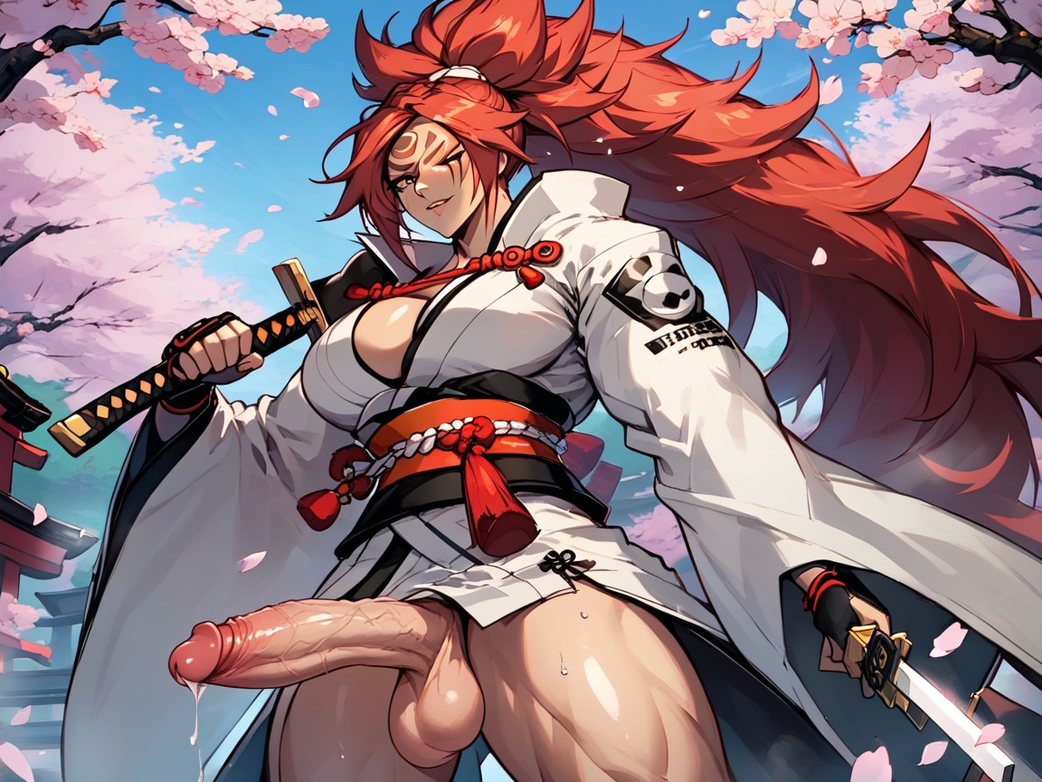 Baiken From Guilty Gear Strive, Medium Ass, Wielding A Japanese Sword AI Porn