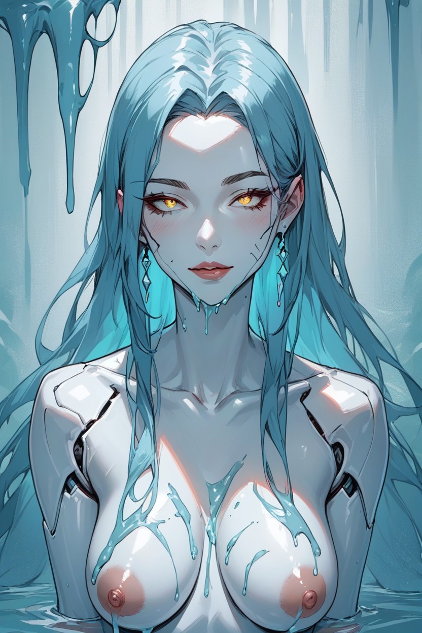 Perfect Face, Robot Woman, Covered In SlimeAIポルノ