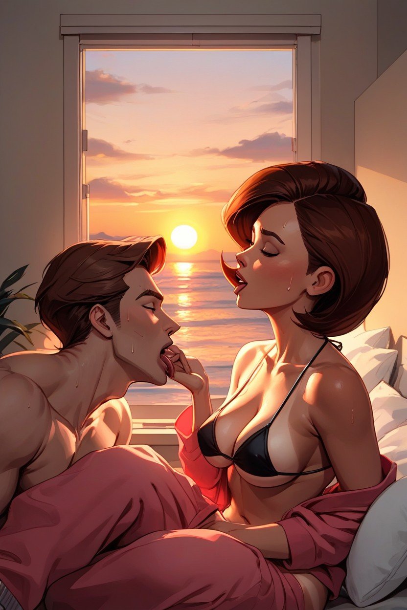 Helen Parr, Bedroom, Man Licking Helen's PussyAIポルノ