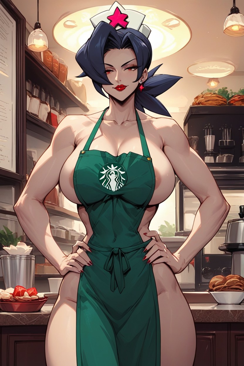 Green Starbucks Apron, Nude, Skullgirls Furry AI Porn
