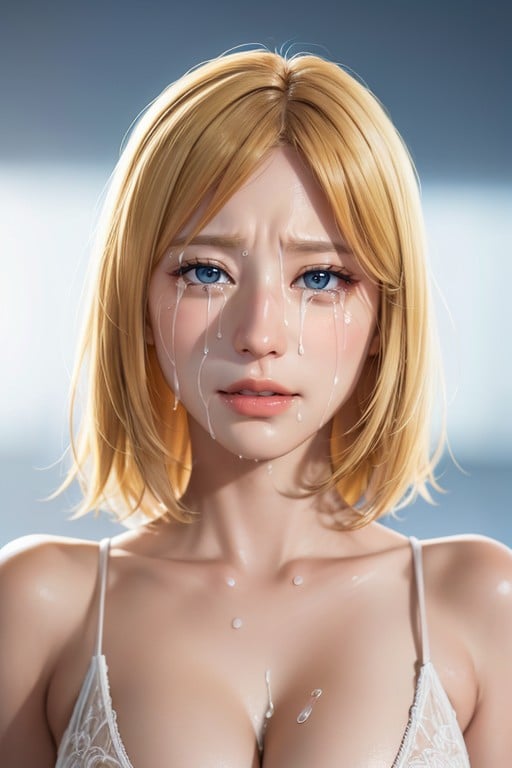 Crying, Blue Eyes, Blonde Hair AI Porn