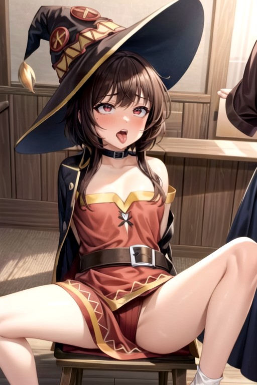 Sentada Com Pernas Abertas, Megumin (isekai Quartet), Ahegao Pornografia de IA