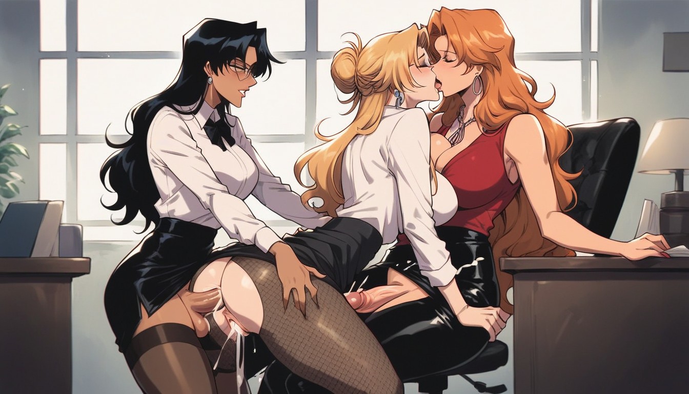 Leather, Glasses, Black Hair Hentai AI Porn