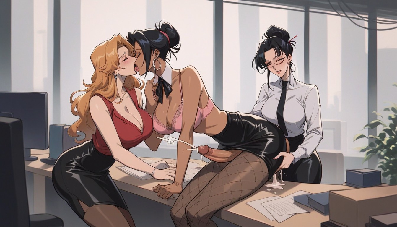 Fishnet Stocking, Office, Corest Top Hentai AI Porn