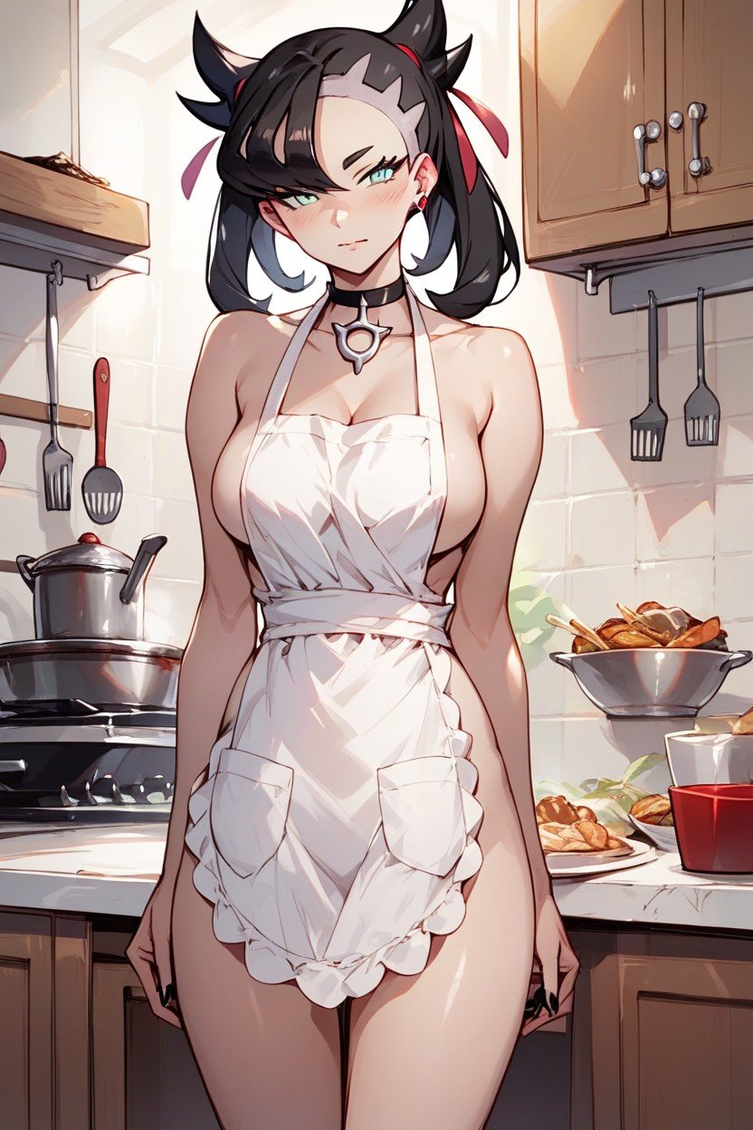 Naked Under The Apron, Kitchen, Cute AI Porn