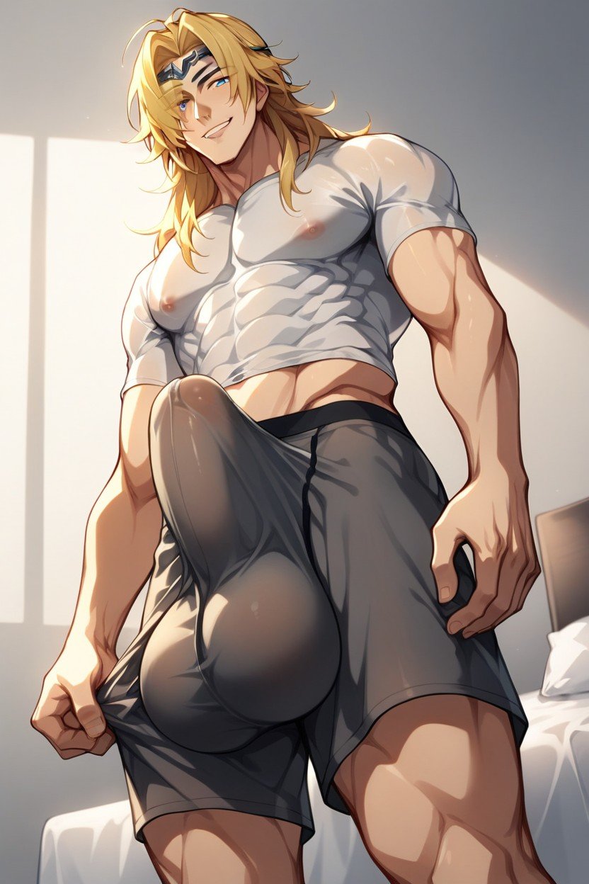 Gigantic Bulge, Long Hair, Blond HairAI黃片