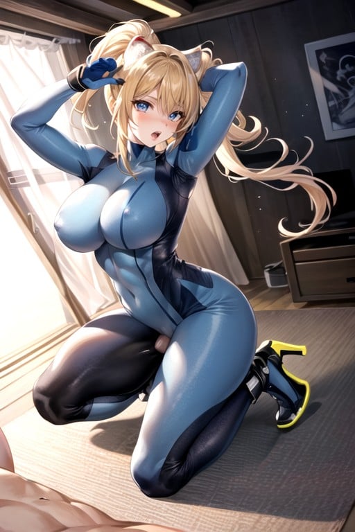 Nu, Braços Levantados, Samus (metroid) Hentai IA pornografia