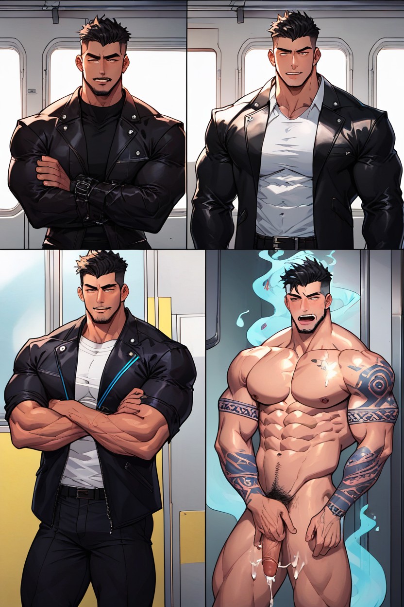 Ghost, Tattoos, Muscular AI Gay Porn