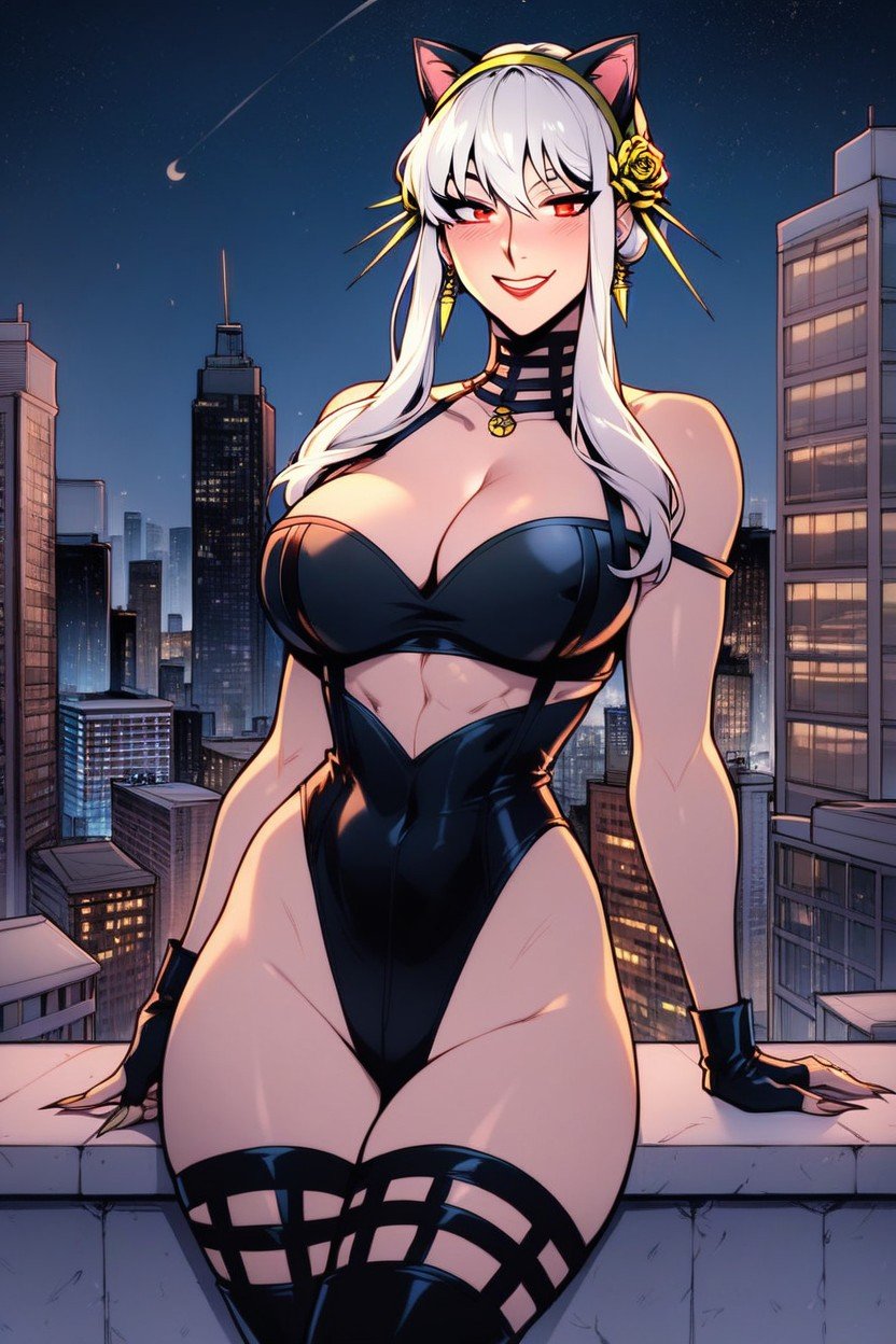 Yor Briar, Skyscrapers, Black Cat Outfit By Marvel Comics Pornografia de IA