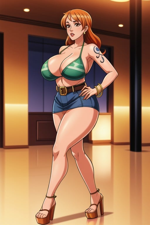 Nami (one Piece), Lots Of Cleavage, Juicy Plump Thighs AI Porn