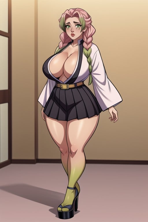 View Full Body, Mitsuri Kanroji (demon Slayer), Long Thick Chunky LegsPorno AI