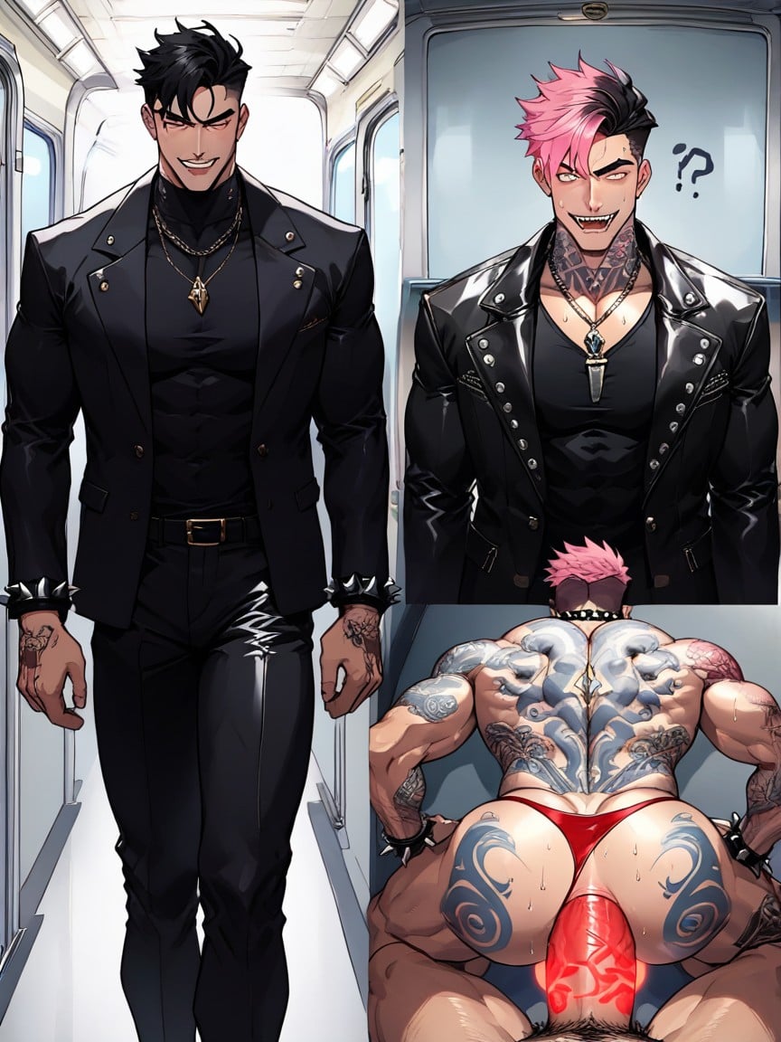 Ghost Fucks Man, Pink Hair, Tattoo AI Gay Porn